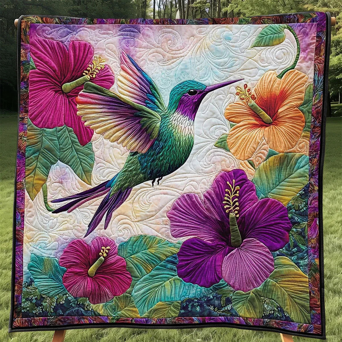 Beautiful Hummingbird Quilt Blanket