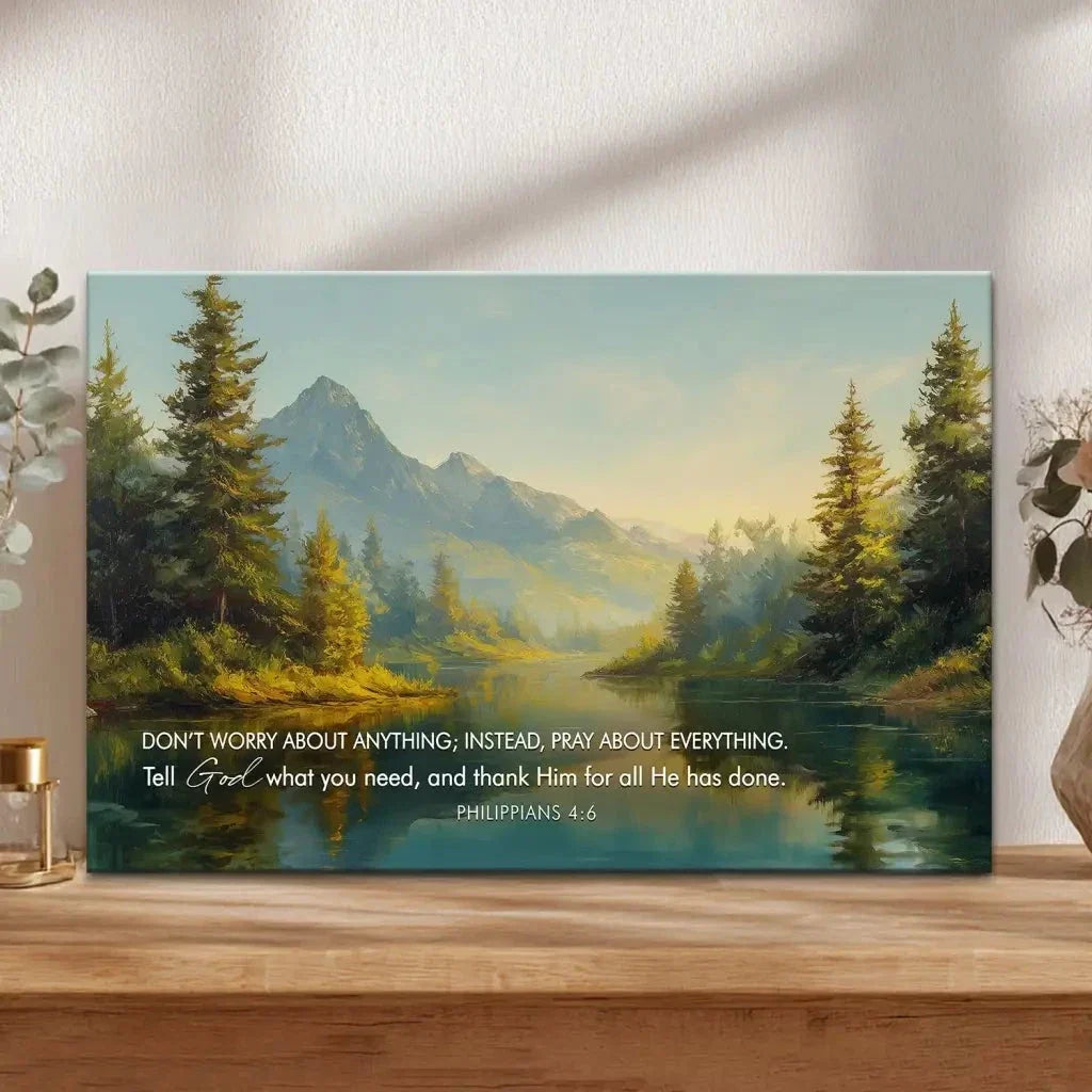 don t worry pray about everything philippians 4 6 wall art canvas (Landscape) (view 2)