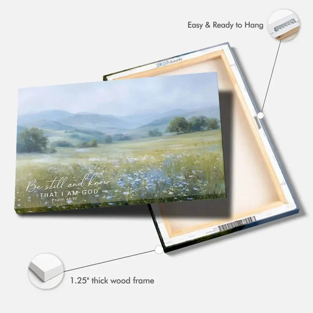 be still and know that i am god psalm 46 10 wall art canvas print (Landscape) (view 2)