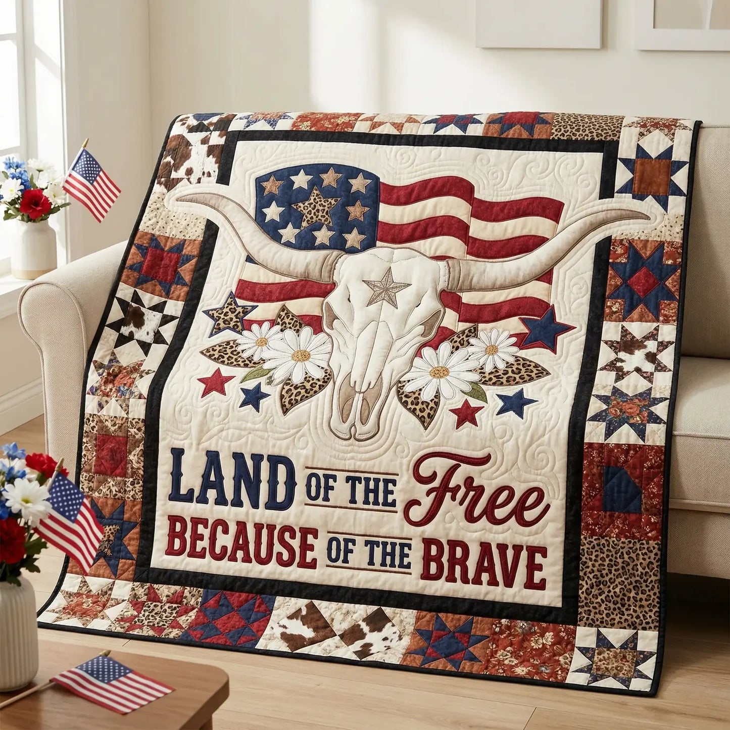 Because Of The Brave Quilt Blanket