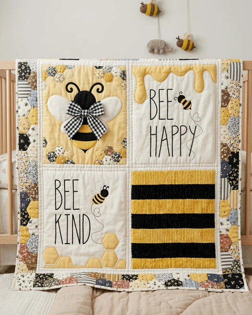 Bee Happy Quilt Blanket - Quilted Blanket by Wild and Way