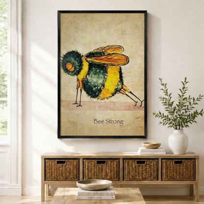 Bee Strong Vintage Bumblebee Canvas Wall Art
