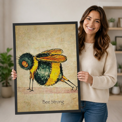 Bee Strong Vintage Bumblebee Canvas Wall Art