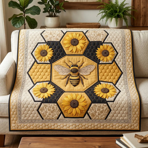 Bee Sunflower Quilt Blanket