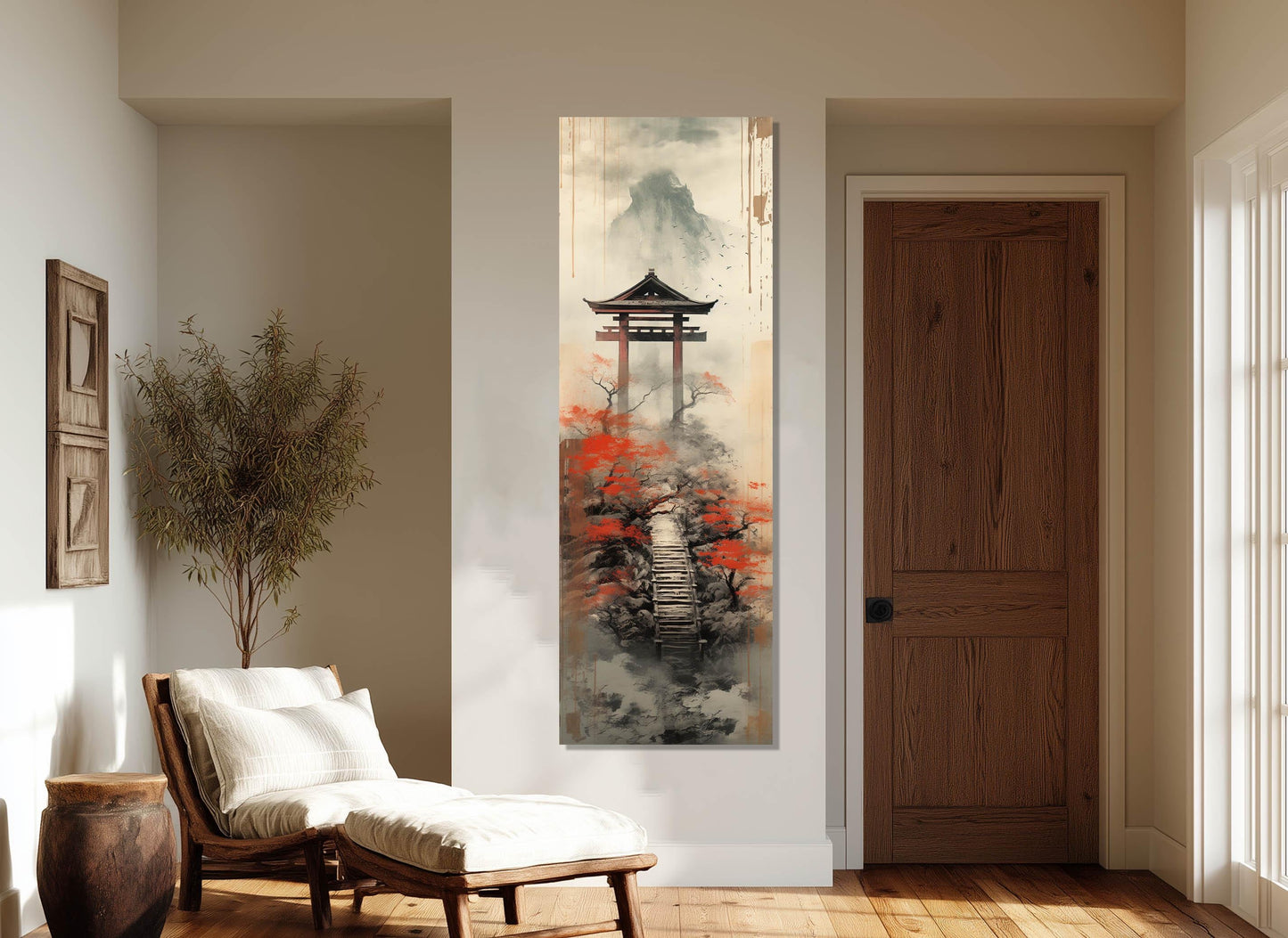 Torii Gate Canvas Print – Japanese Wall Decor | Soft Tone Framed Art Ready to Hang