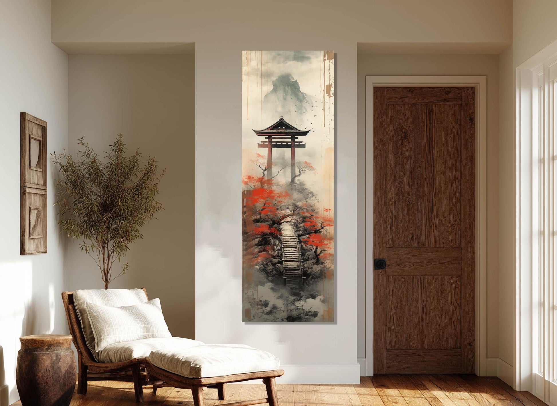 Torii Gate Canvas Print – Japanese Wall Decor | Soft Tone Framed Art Ready to Hang