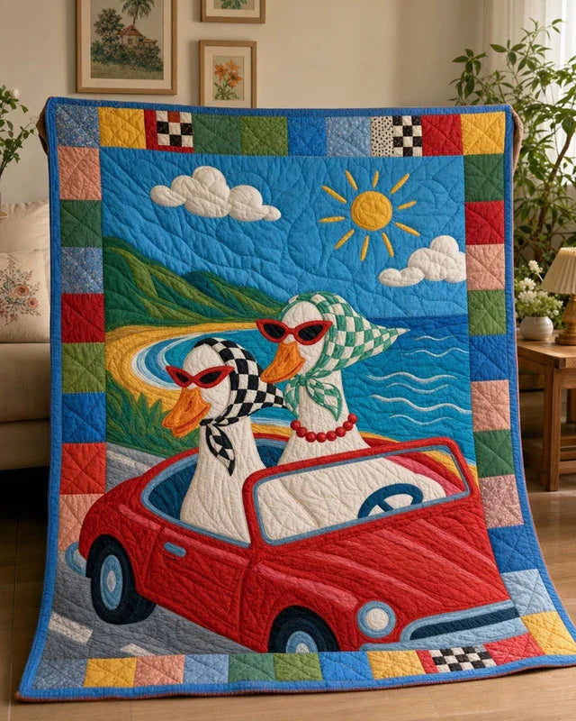 Beep Beep Duck Quilt Blanket - Quilted Blanket by Wild and Way