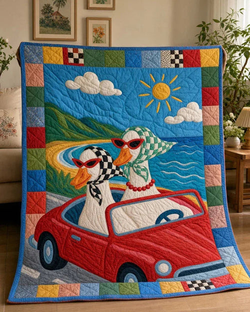 Beep Beep Duck Quilt Blanket - Quilted Blanket by Wild and Way