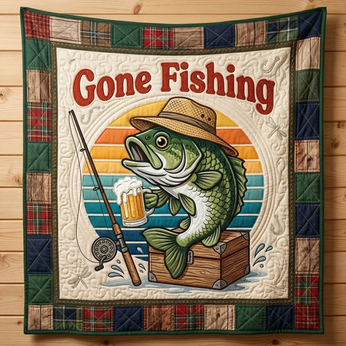 Beer & Bass Fishing Quilt Blanket
