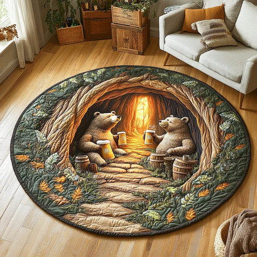 Beer Time Bear Quilted Round Mat