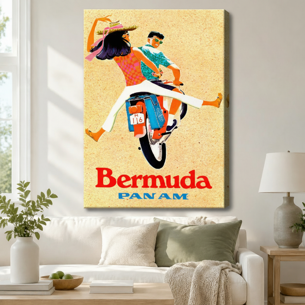 Retro Bermuda Travel Poster Canvas Wall Art