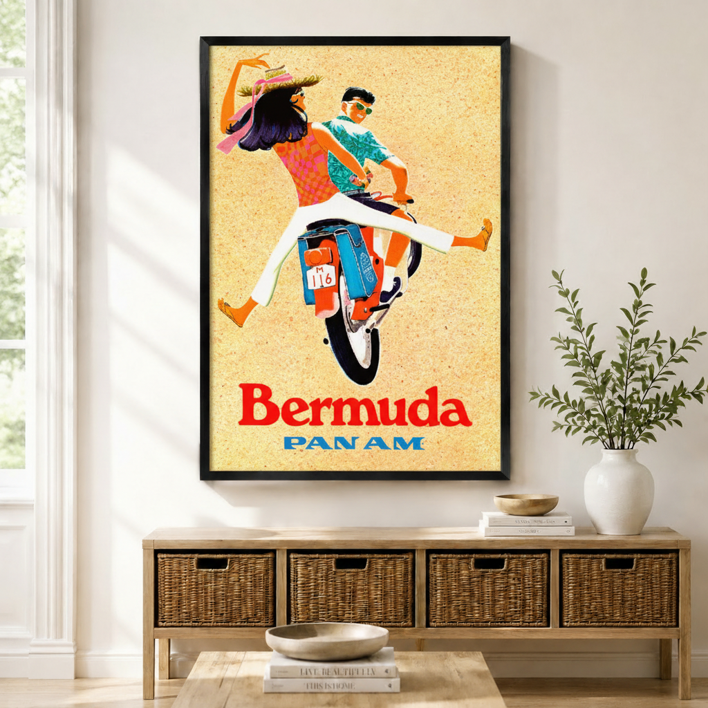 Retro Bermuda Travel Poster Canvas Wall Art