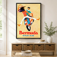 Retro Bermuda Travel Poster Canvas Wall Art