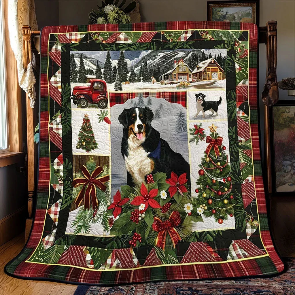 Bernese Christmas Fun Quilt Blanket