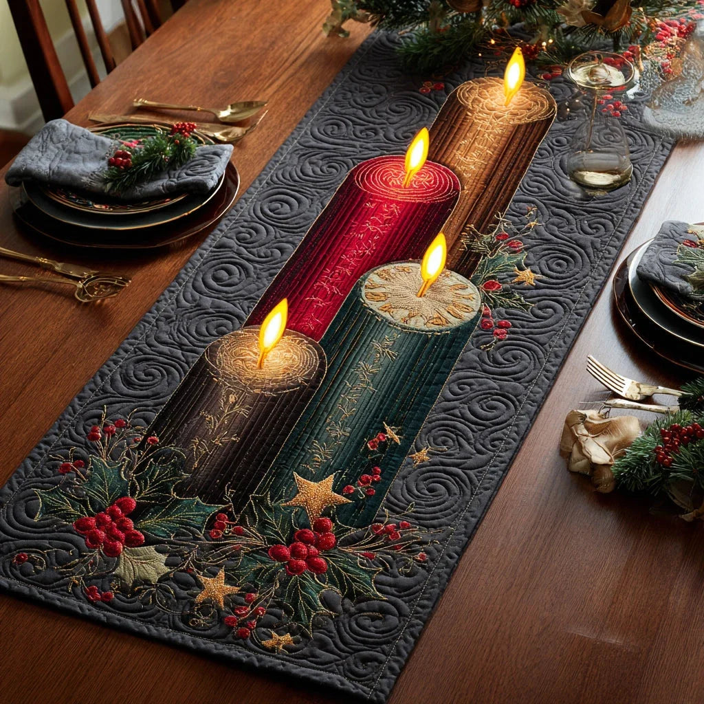 Berry Candle Quilted Table Runner