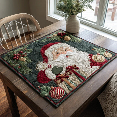 Berry Santa Claus Quilted Table Topper
