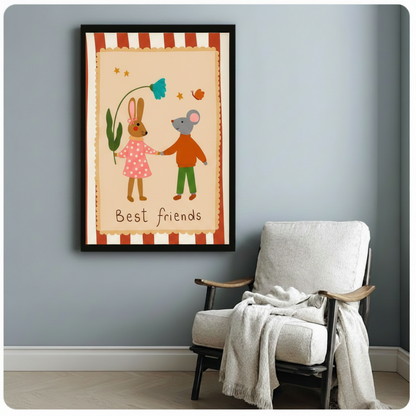 Best Friends Bunny & Mouse Canvas Wall Art