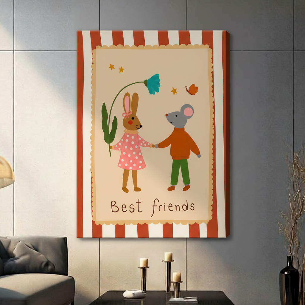 Best Friends Bunny & Mouse Canvas Wall Art