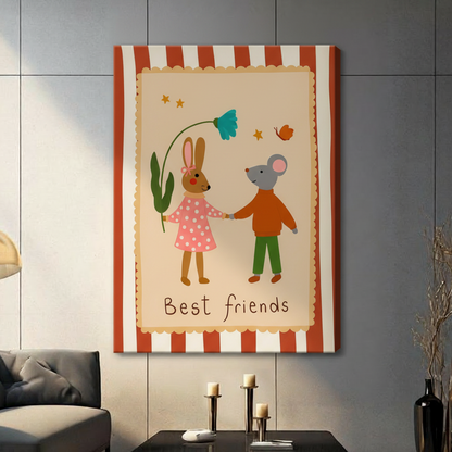 Best Friends Bunny & Mouse Canvas Wall Art