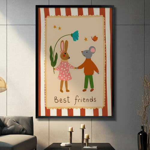 Best Friends Bunny & Mouse Canvas Wall Art