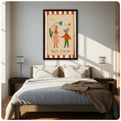 Best Friends Bunny & Mouse Canvas Wall Art