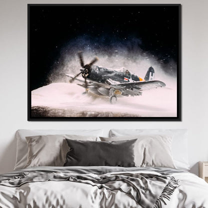 Snowy F4-U Corsair Canvas Wall Art