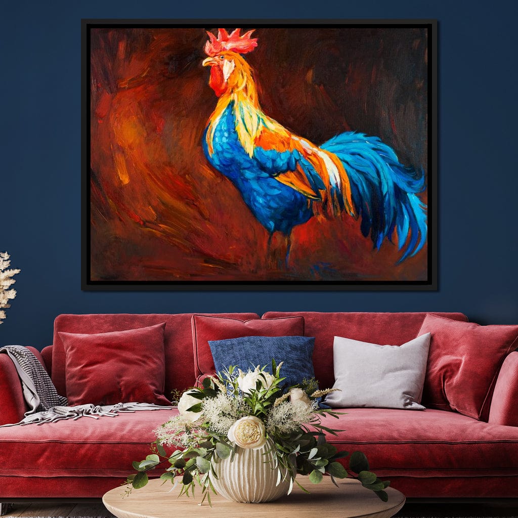 Blue Rooster Canvas Wall Art
