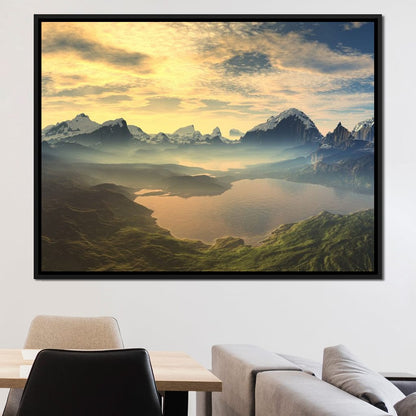 Morning Mist on Serenity Lake Canvas Wall Art