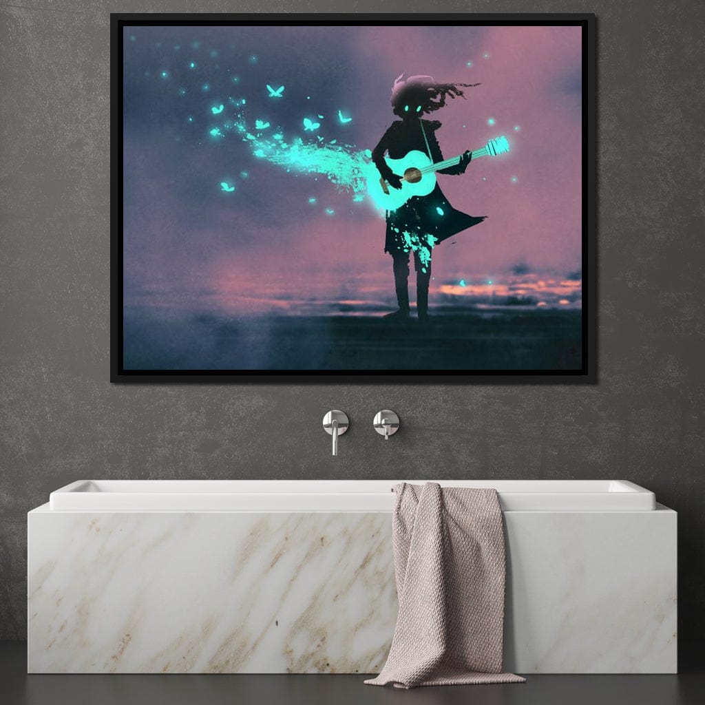 Girl Playing Guitar Canvas Wall Art