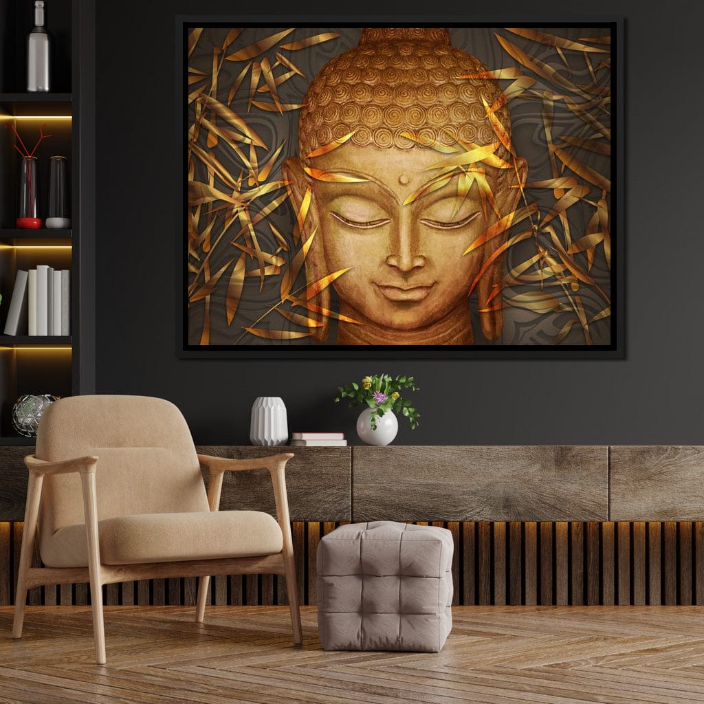 Smiling Golden Buddha Canvas Wall Art