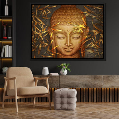 Smiling Golden Buddha Canvas Wall Art