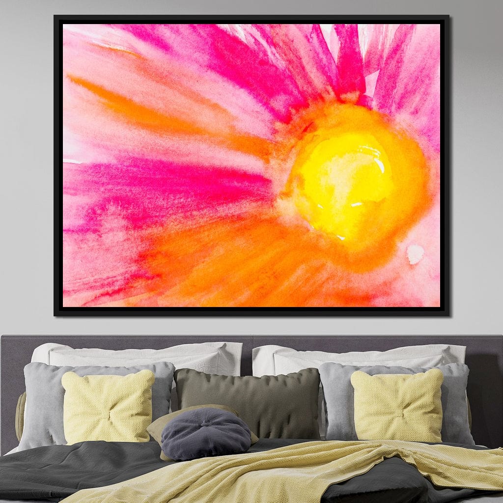 Pink & Orange Watercolor Flower Canvas Wall Art