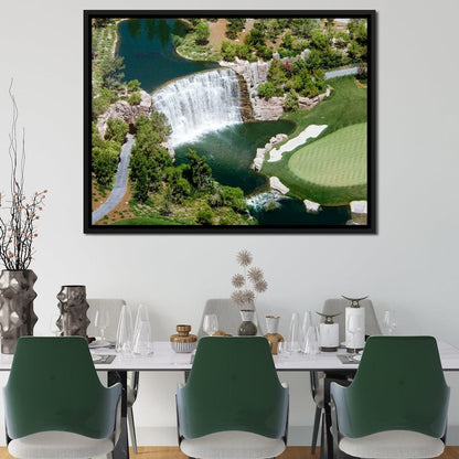 Waterfall on Golf Course Canvas Wall Art