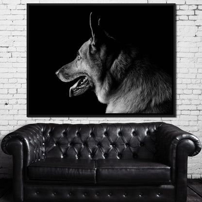 Black and White German Shepherd Canvas Wall Art