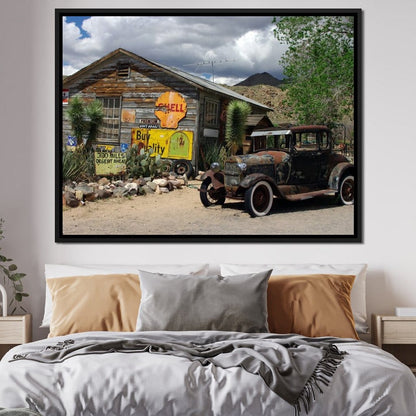 Old Car by Route 66 Canvas Wall Art