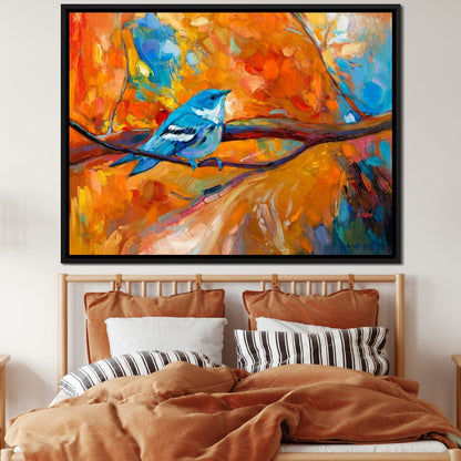 Blue Cerulean Warbler Bird Canvas Wall Art