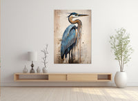 Heron Canvas Print – Large Gentle Tones Abstract Birds Wall Art, Ready to Hang