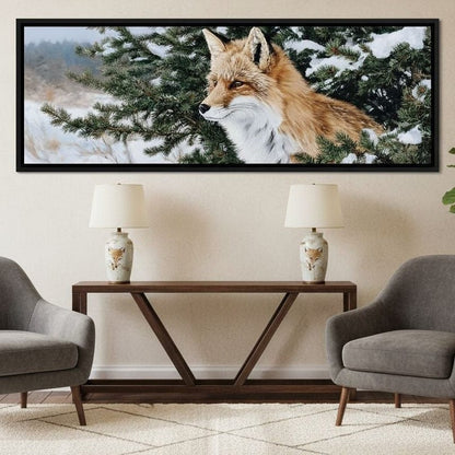 Winter Red Fox Pine Watcher Canvas Wall Art