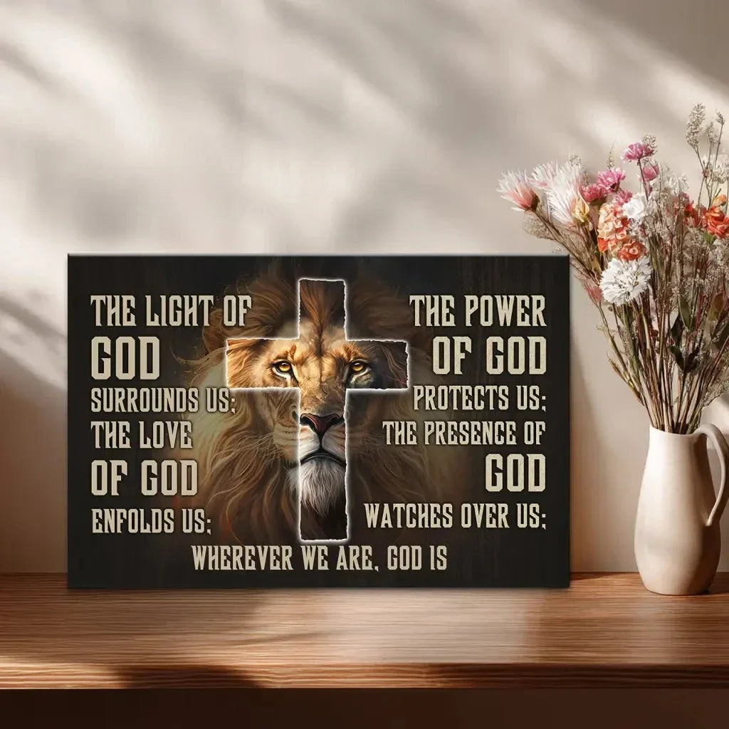 prayer for protection canvas lion of judah christian wall art (view 2)