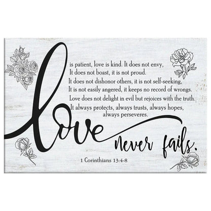 love never fails 1 corinthians 13 4 8 wall art canvas (Landscape) (view 5)