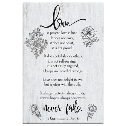 love never fails 1 corinthians 13 4 8 wall art canvas (Landscape) (view 6)