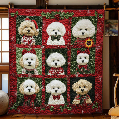 Bichon Frise Noel Quilt Blanket