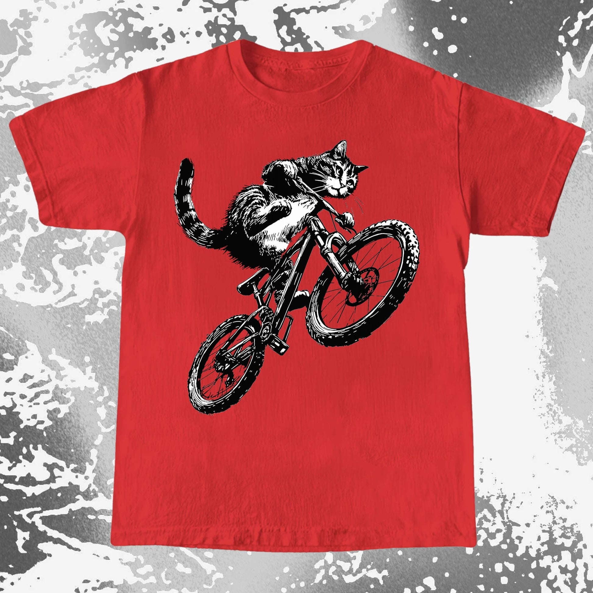 Mountain Bike Cat Shirt, Feral Motion Line Art Aesthetic (view 7)