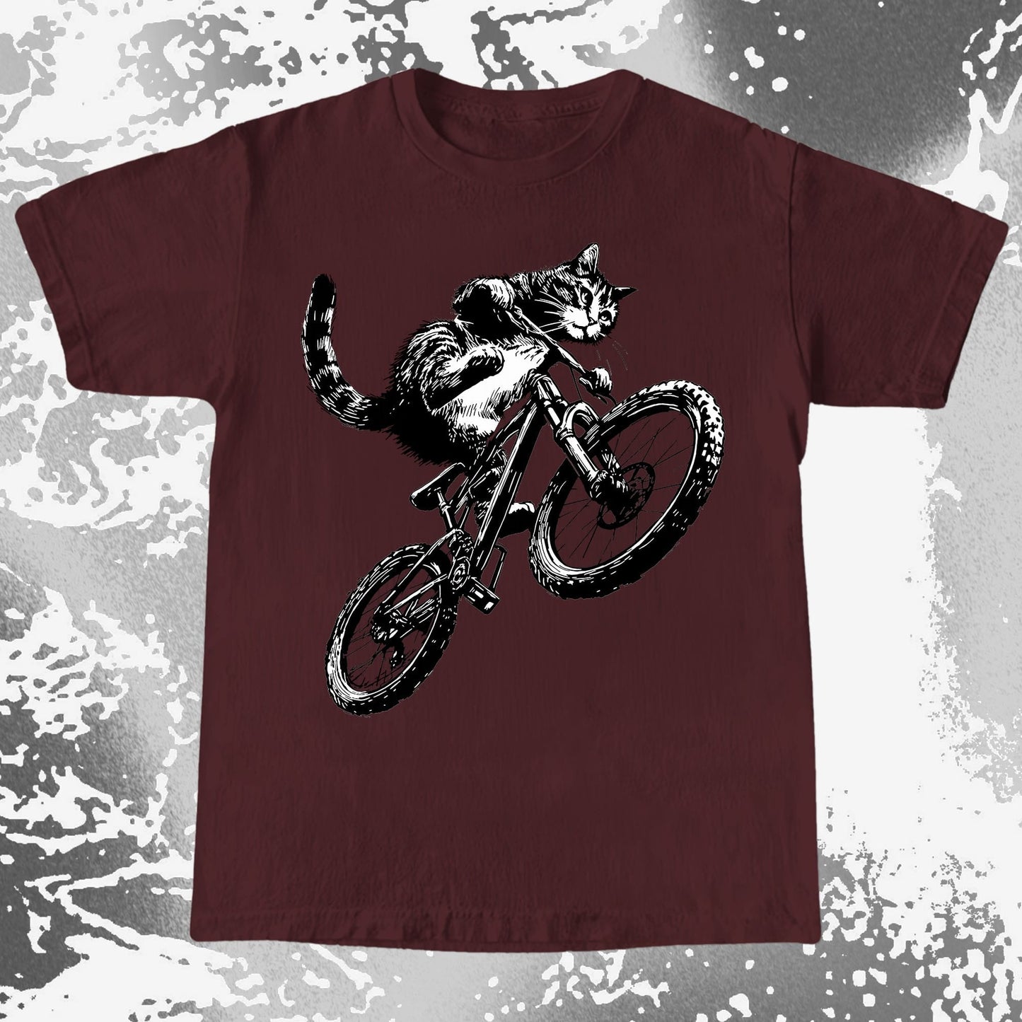 Mountain Bike Cat Shirt, Feral Motion Line Art Aesthetic (view 8)