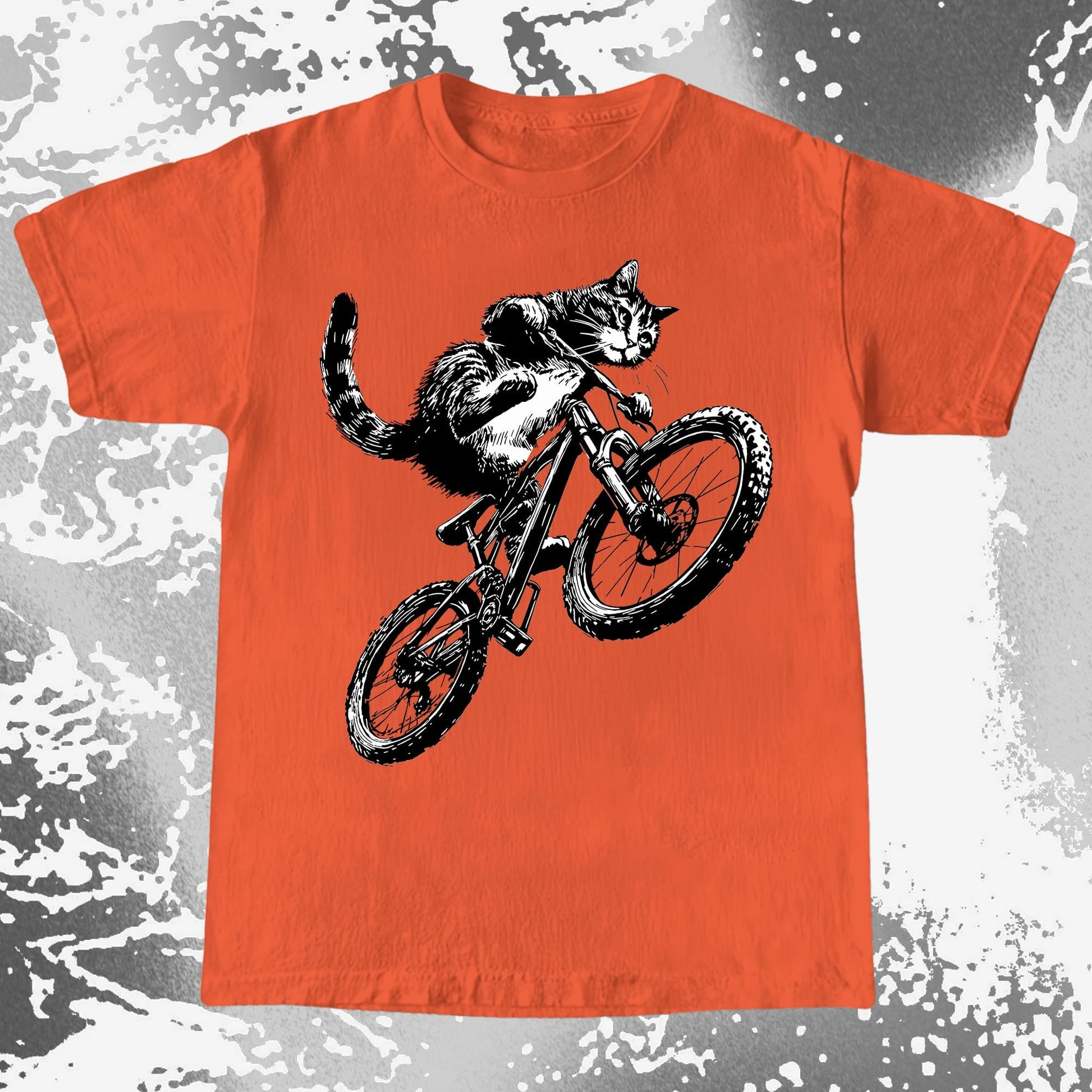 Mountain Bike Cat Shirt, Feral Motion Line Art Aesthetic (view 6)