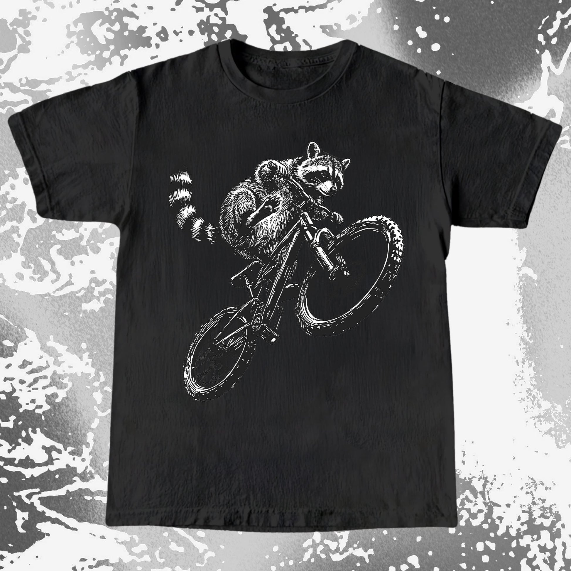Raccoon Riding Bike Funny Cycling Shirt, funny meme tee gift (view 3)