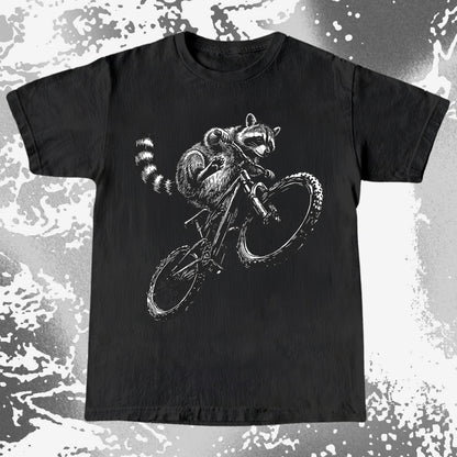 Raccoon Riding Bike Funny Cycling Shirt, funny meme tee gift (view 3)