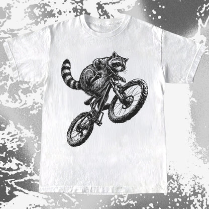 Raccoon Riding Bike Funny Cycling Shirt, funny meme tee gift (view 2)