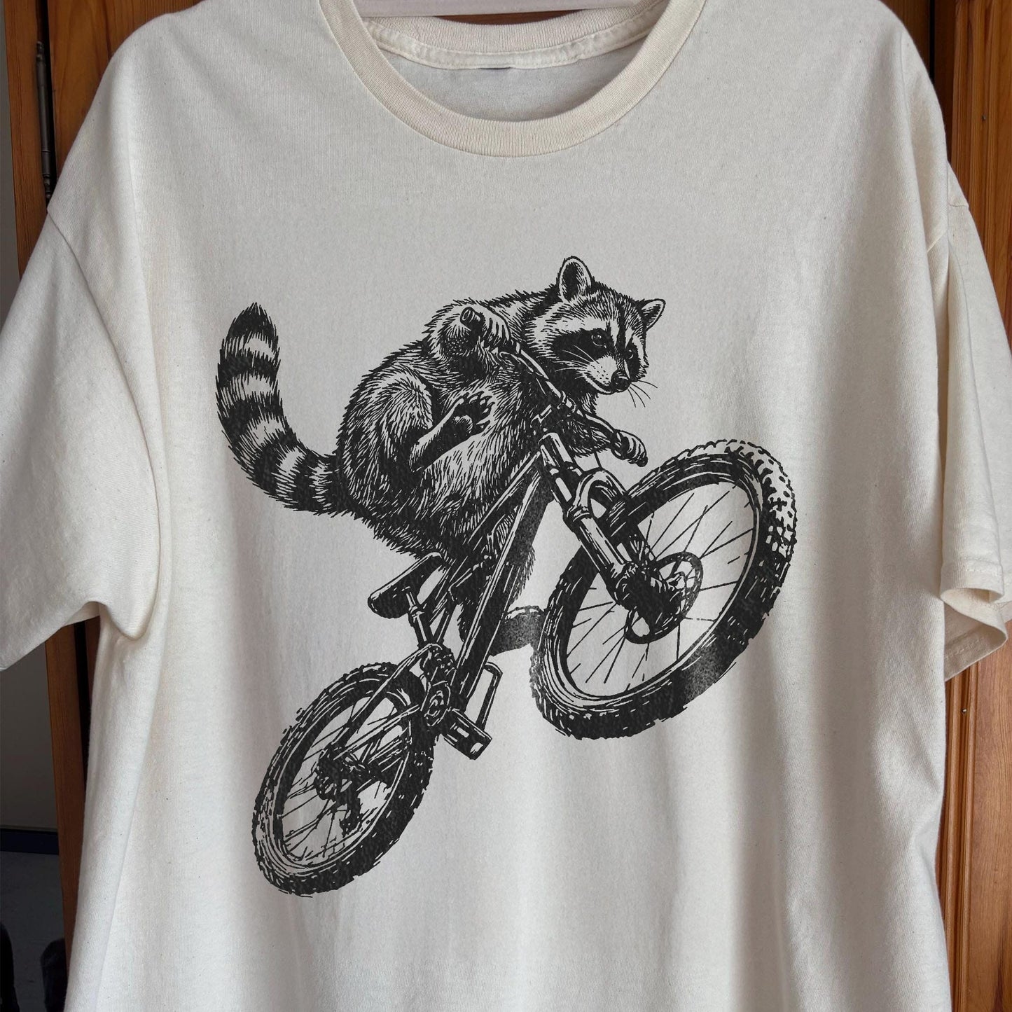 Raccoon Riding Bike Funny Cycling Shirt, funny meme tee gift