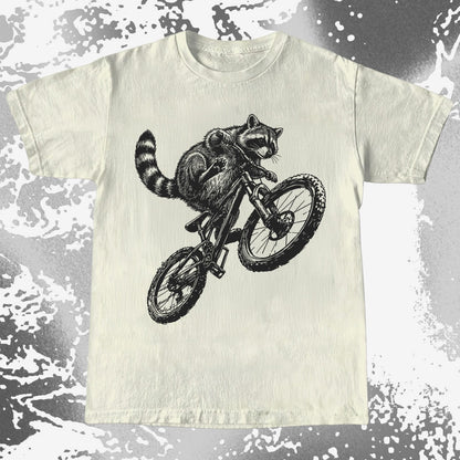 Raccoon Riding Bike Funny Cycling Shirt, funny meme tee gift (view 4)
